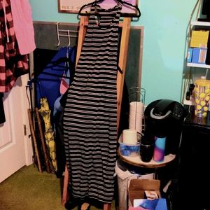 Size Small ankle length stripped dress black and white
